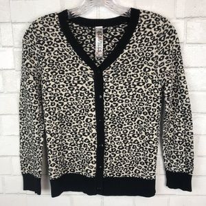 Vintage leopard cardigan sweater shirt top R08